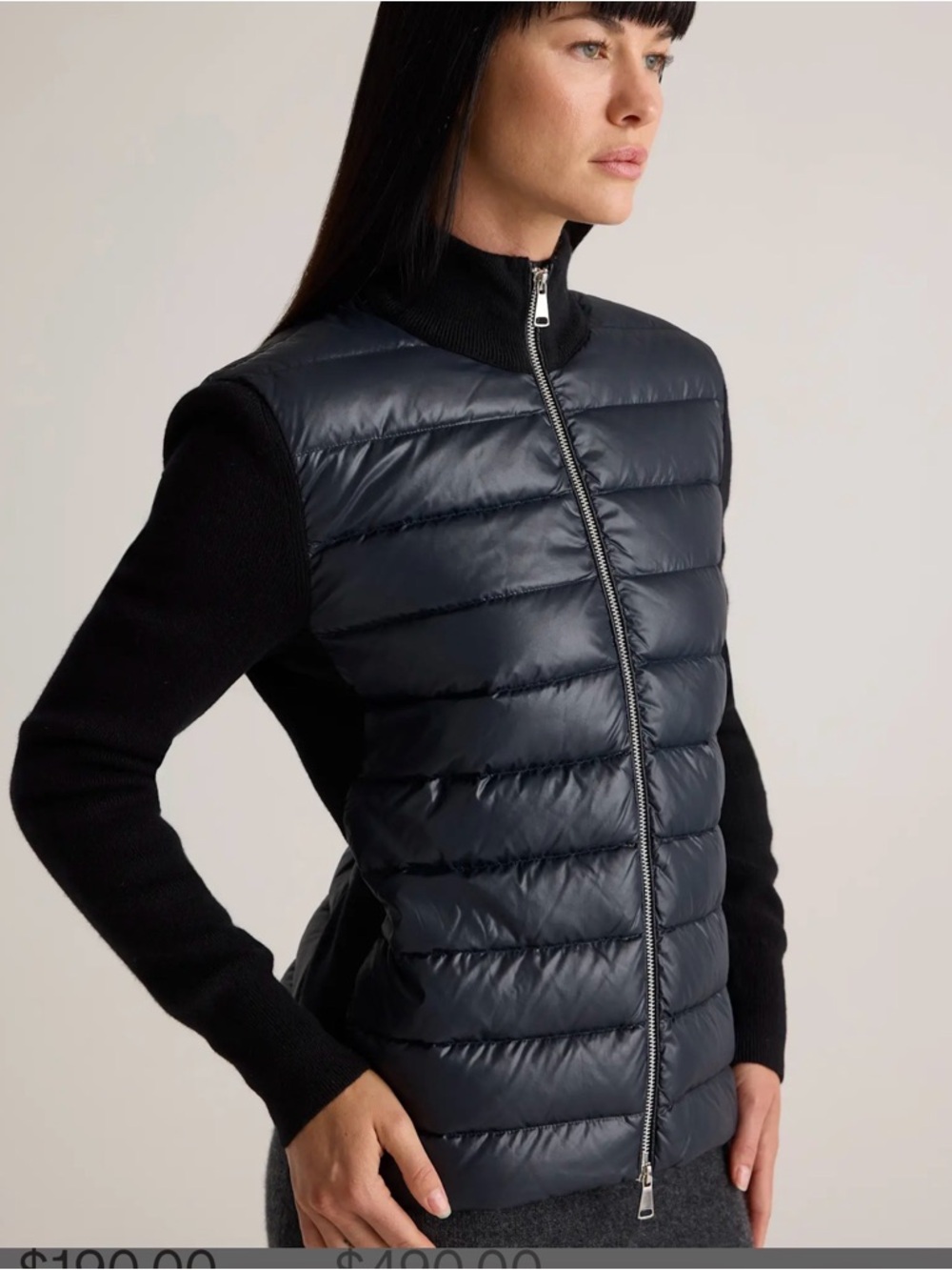 Quince Women’s Black Mixed Media Down and Cashmere Jacket Size Small